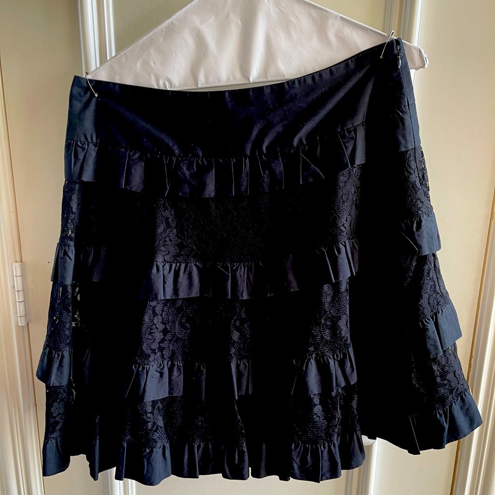 Black tiered lace skirt. Fully lined